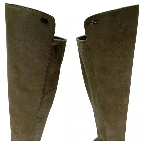 DKNY Cilli Womens OTK Stretch Microsuede Light Military Green Boots Size 5M - Picture 14 of 16